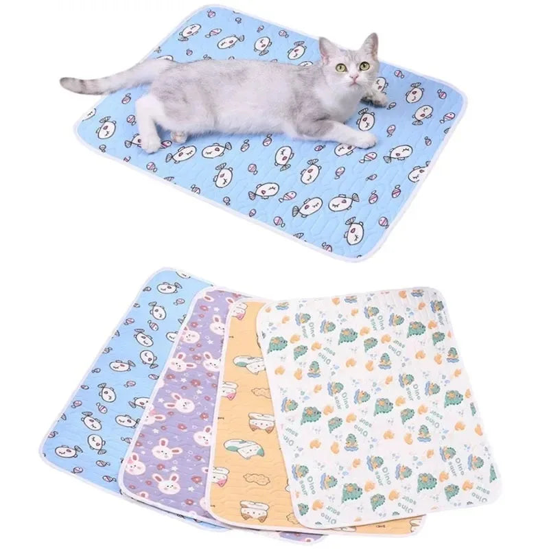 Cute Cartoon Cooling Sleeping Mat for Dogs & Cats. Soft Breathable Summer Pet Bed Pad