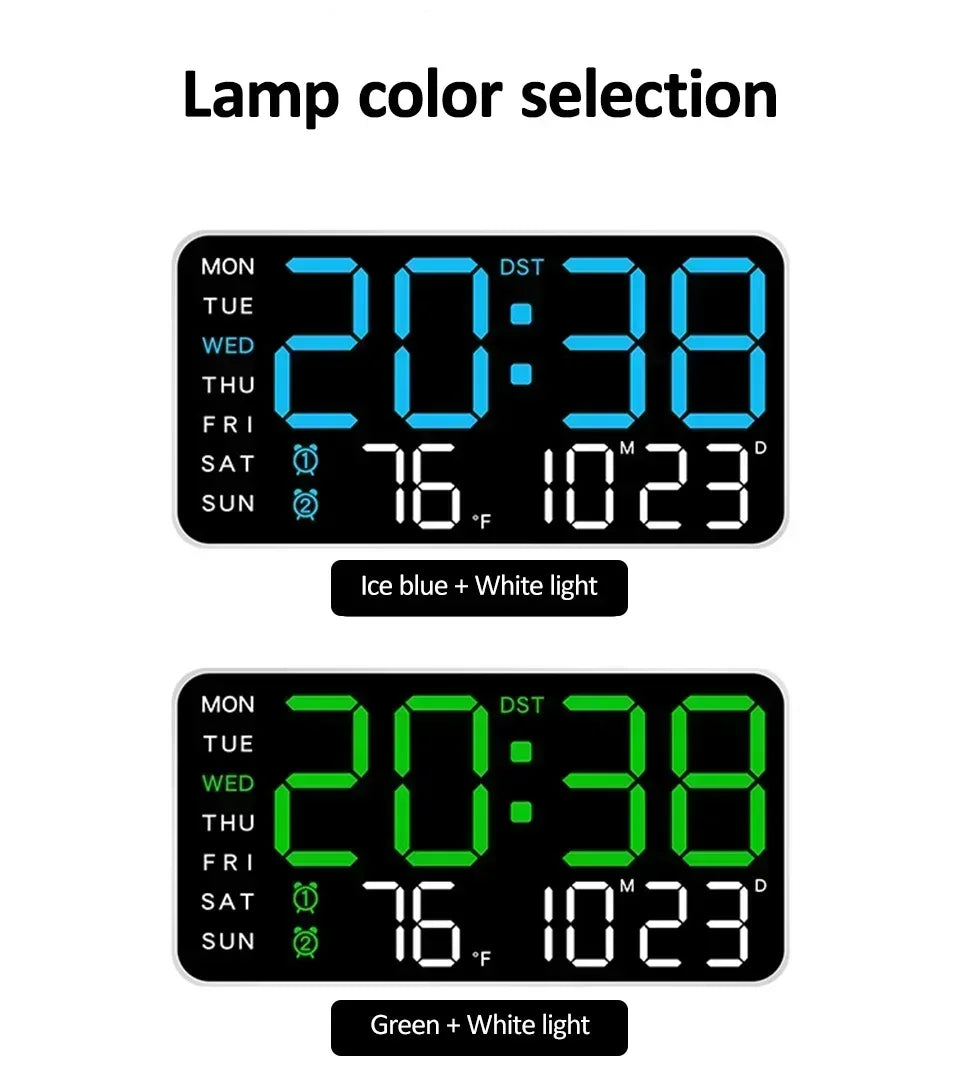 Extra Large LED Digital Wall Clock with Date.Temperature & Timer Display