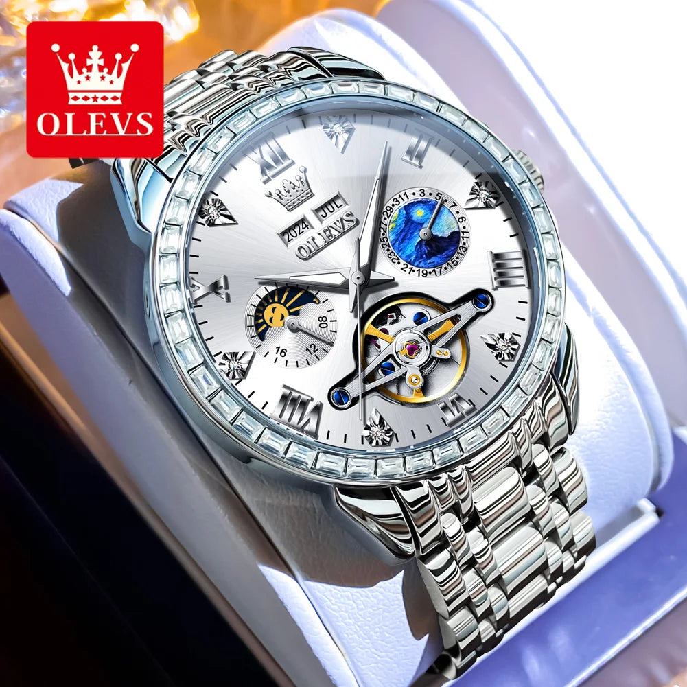 Men’s Mechanical Skeleton Watch – Stainless Steel Luxury Sports Design