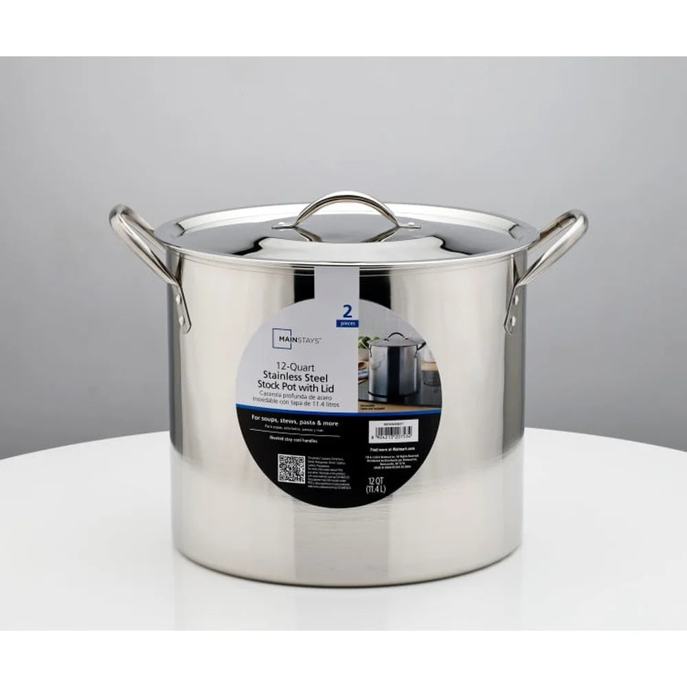 12 Quart Stainless Steel Heavy Duty Cooking Stock Pot