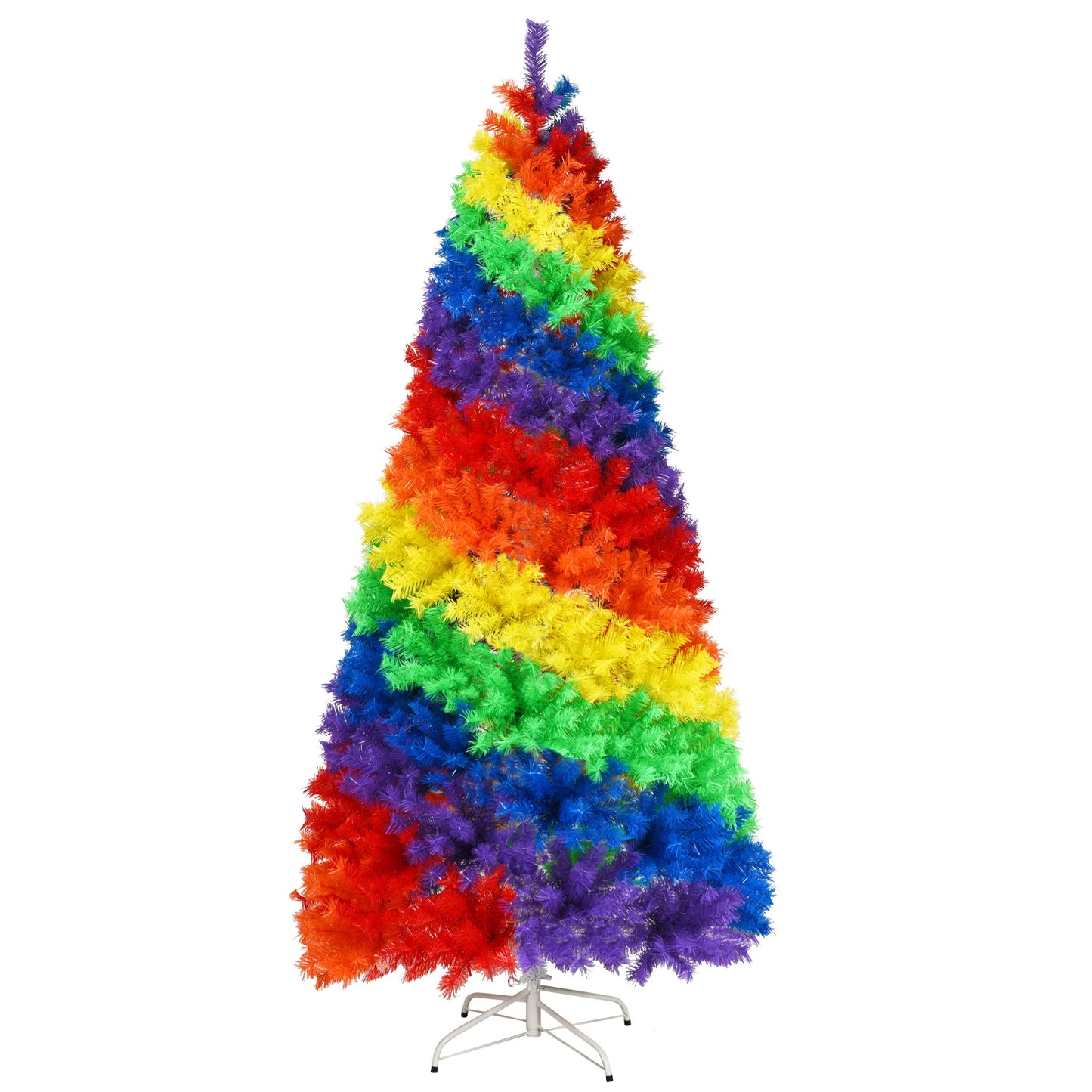 7FT Rainbow Artificial Christmas Tree . Vibrant Full Pine Holiday Tree for Festive Home Décor