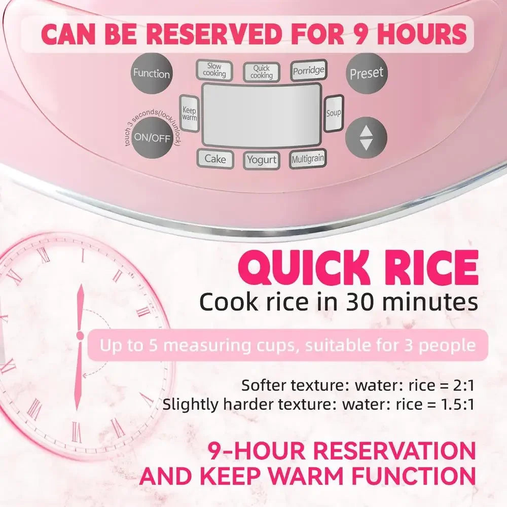 Heart Shape Rice Cooker 8 Cup Multifunctional Steamer Timer