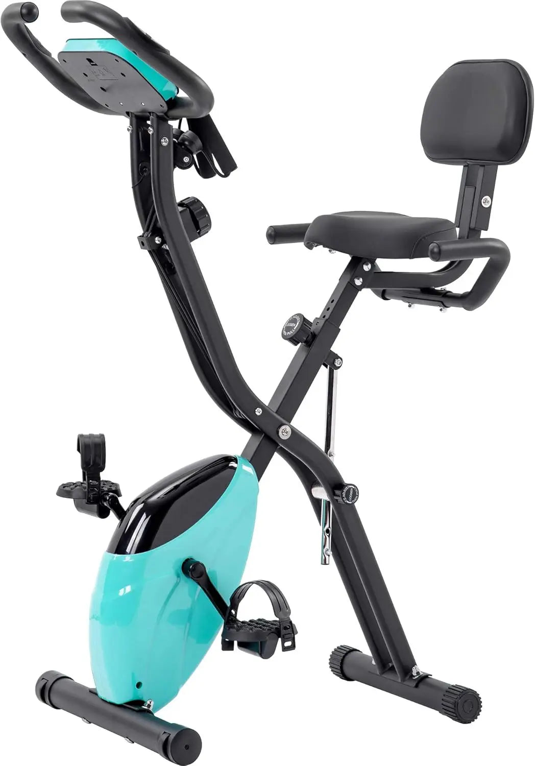 Exercise Bike Folding Exercise Bike Indoor Upright Recumbent Fitness Cycling Bike Magnetic X-Bike with 16-Level Adjustable Resis