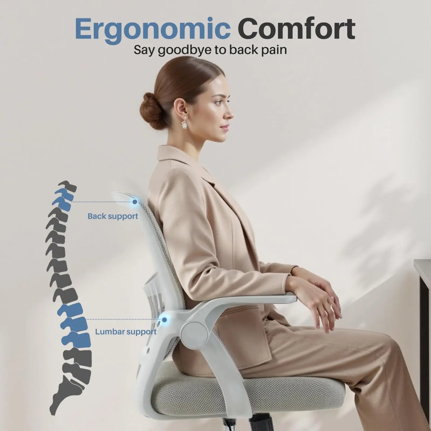 JHK Ergonomic Mid Back Mesh Office Chair with Lumbar Support, Adjustable Height & Rolling Computer Desk Chair