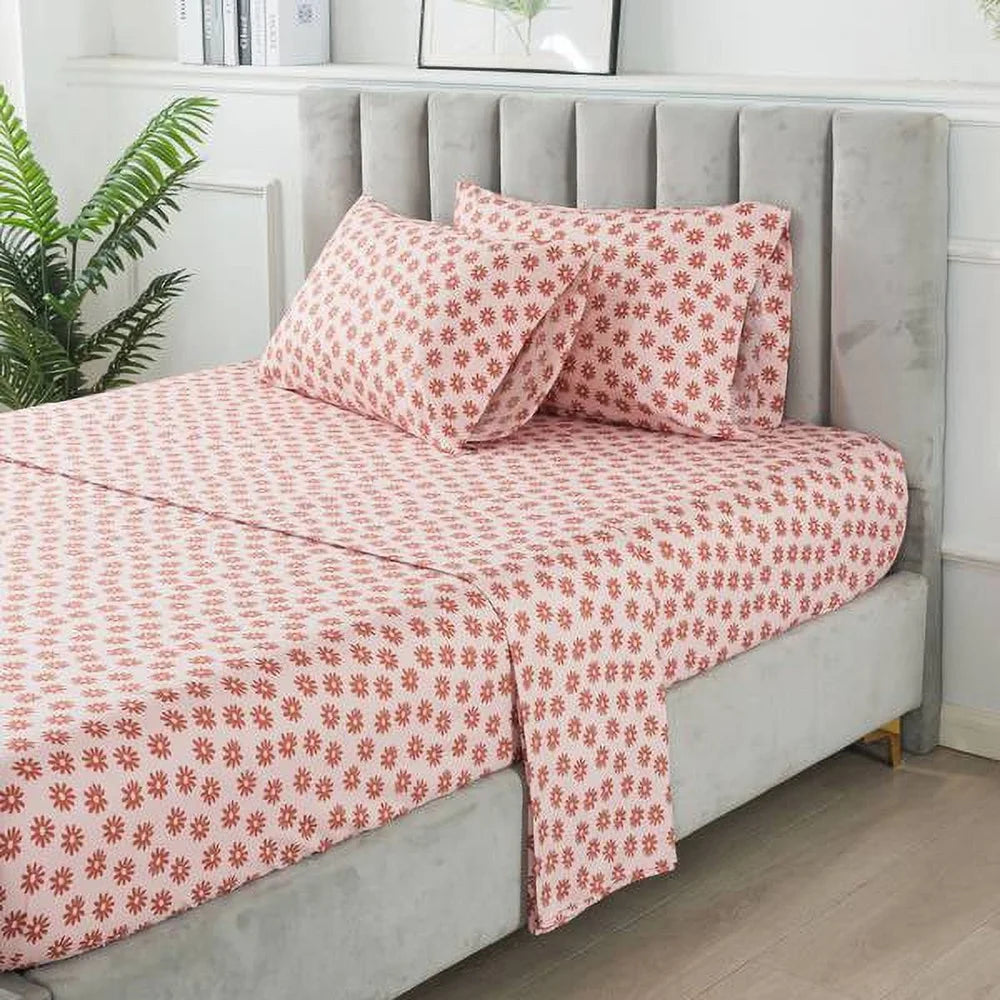 7 Piece Reversible Bed in a Bag Comforter Set with Sheets Hypoallergenic Soft Polyester Kids Teens Adults Storage Bag