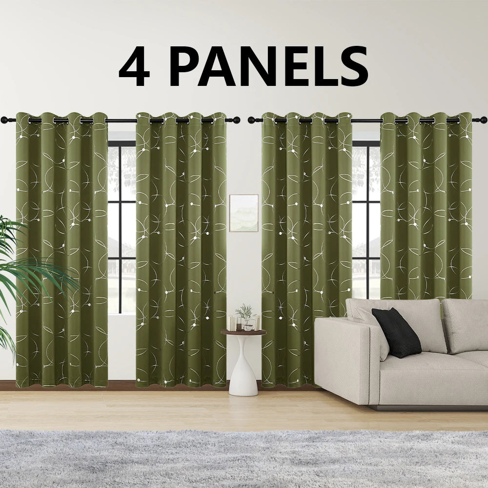 4 Panel Blackout Curtains .Thermal Insulated Room Darkening Window Drapes