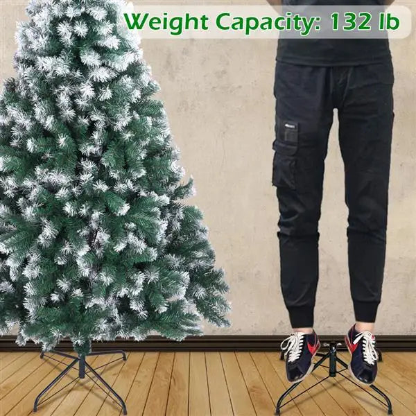 7FT Snow-Flocked Artificial Christmas Tree .870 Branches with Realistic Winter Holiday Design