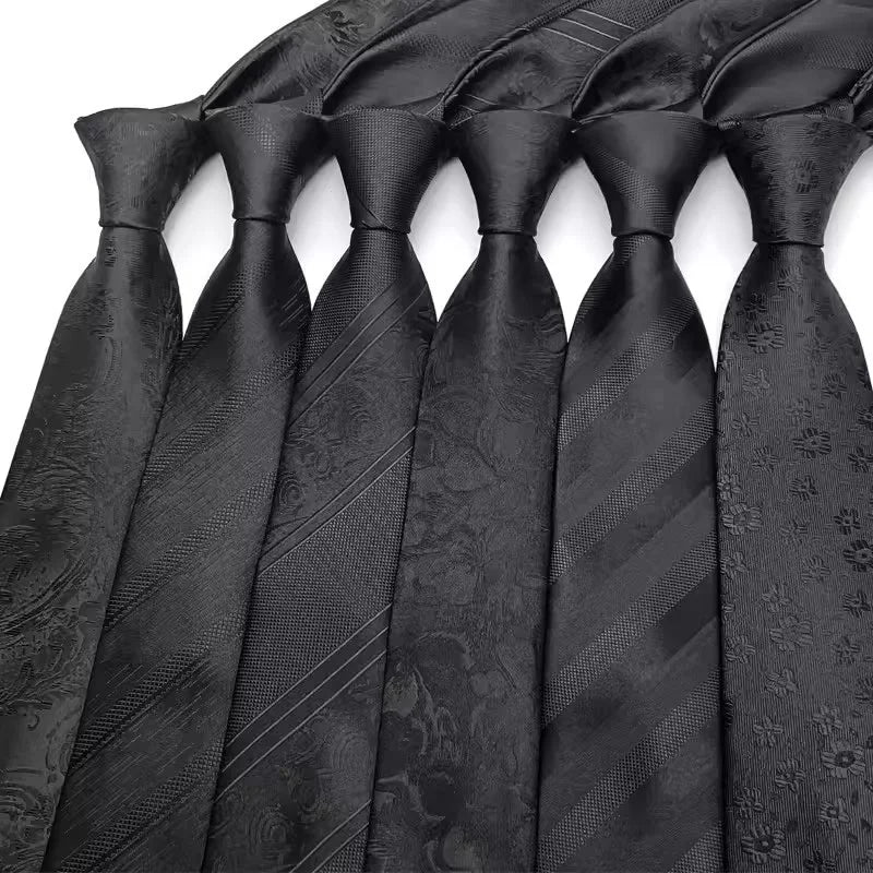 Luxury 8CM Men’s Black Striped Necktie | Classic Business & Formal Tie for Weddings, Office & Special Occasions