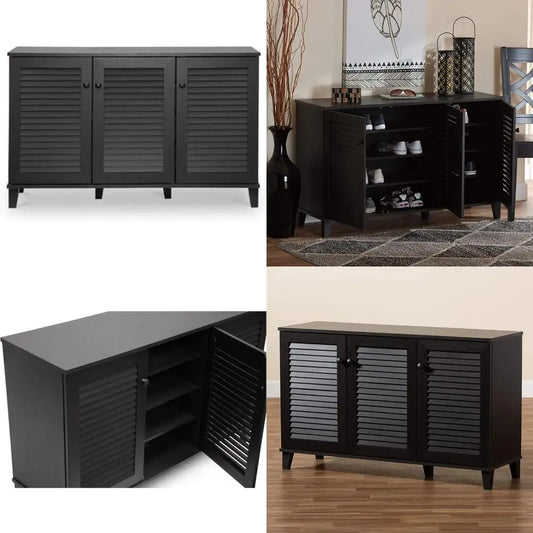 espresso finish shoe storage cabinet