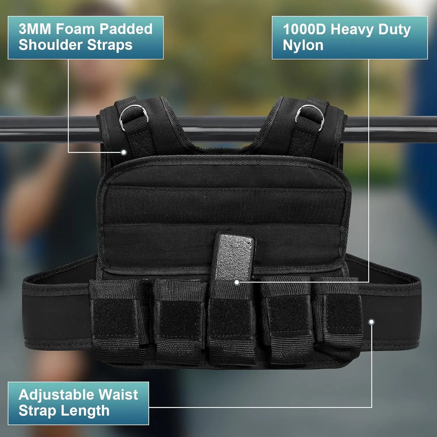 Adjustable Weighted Vest 44 LB With 19 Cast Iron Weights
