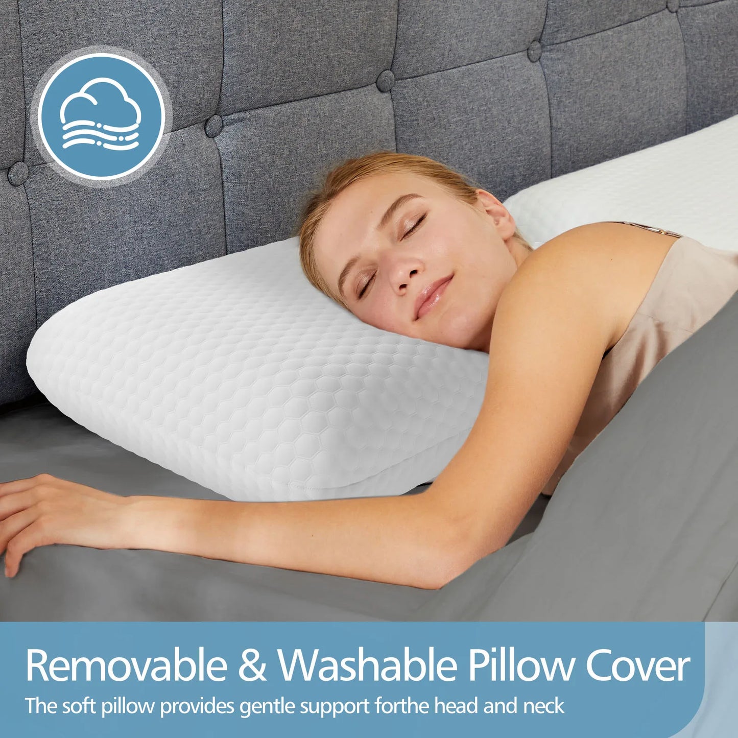 JHK Memory Foam Neck Pillow Premium Removable Cover