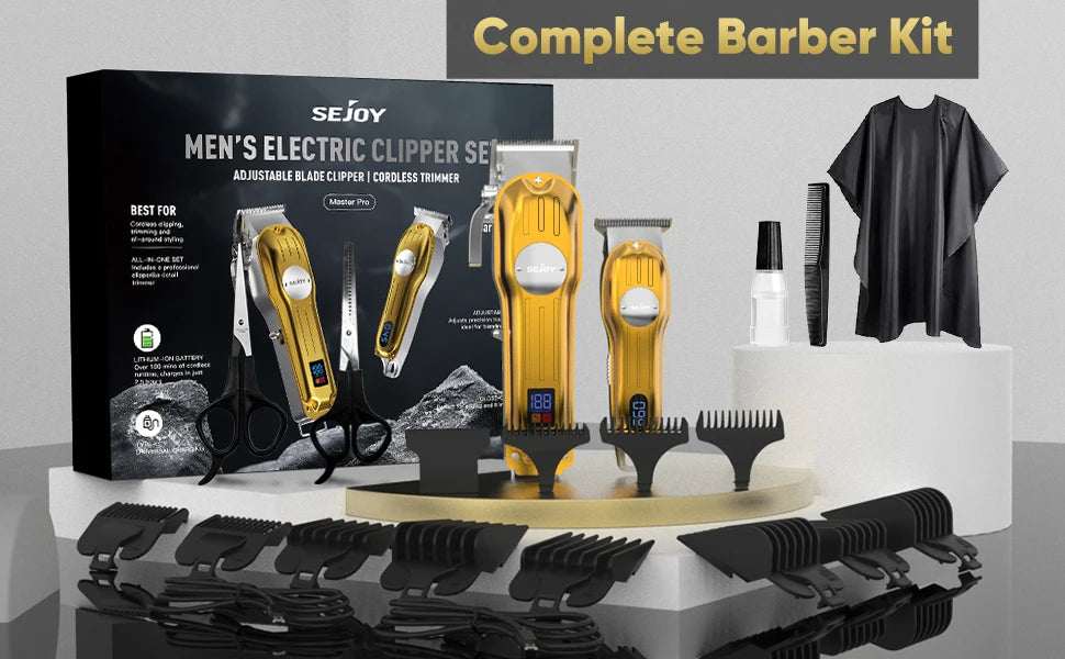 Professional Full Metal Combo Kit Barber Hair Clipper for Men Electric Beard Hair Trimmer Rechargeable Hair Cutting Machine