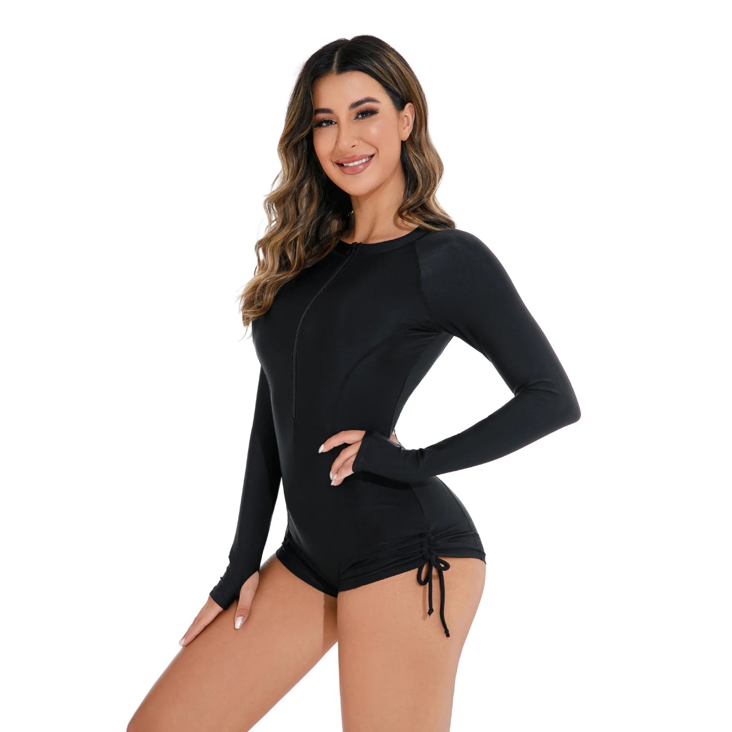 Women’s Long Sleeve One-Piece Swimsuit High Waist UV Sun Protection Bathing Suit for Surfing, Swimming & Beach Vacations