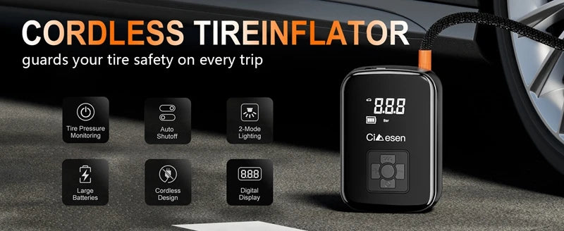 1pc Car Wireless Air Pump 150PSI Portable Electric Tire Inflation For Car Bicycle Motorcycle Air Compressor Inflator US Shipping