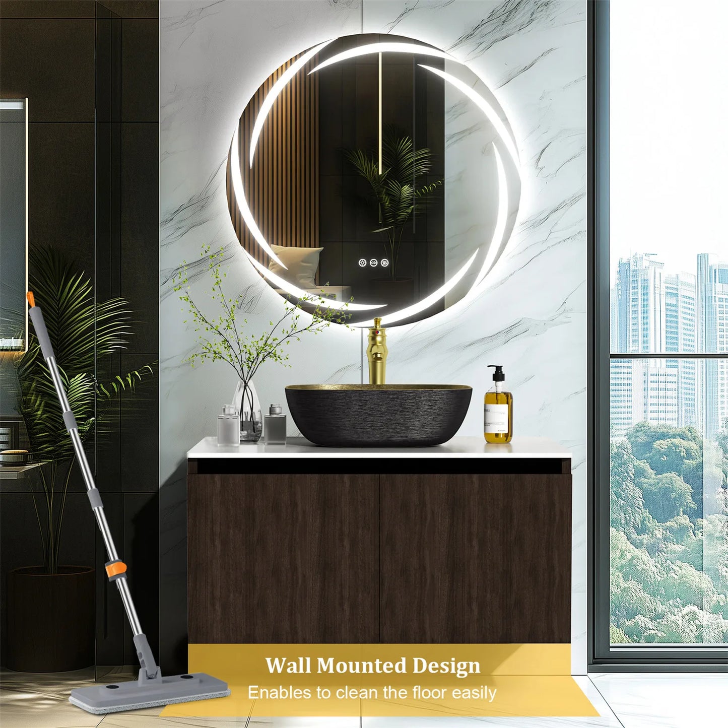 Floating Vanity Bathroom with Sink Combo, Wall Mounted Modern Vanity, Bathroom Cabinet Vanity with Sink Ceramic Basin Faucet