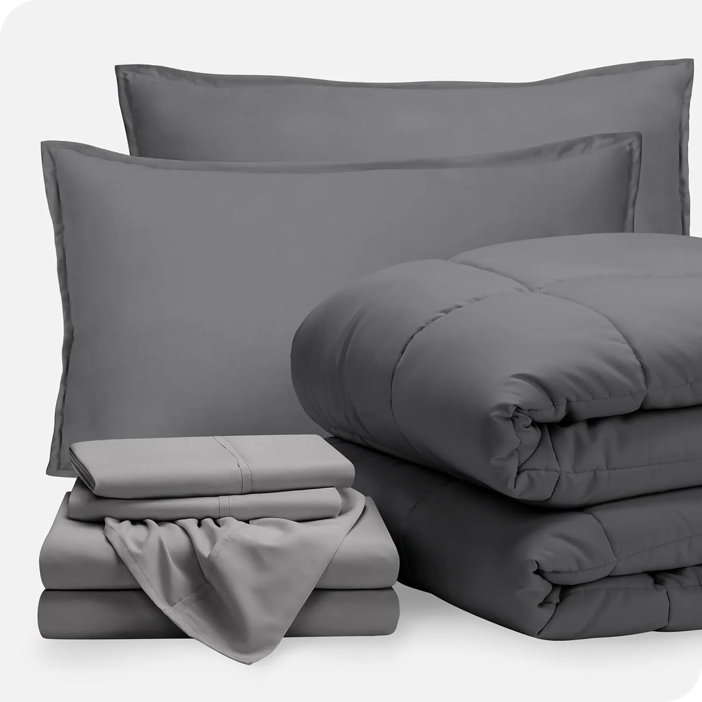 Bed-in-A-Bag 7 Piece Comforter & Sheet Set - Full - Goose Down Alternative - Ultra-Soft 1800 Premium - Bedding Set
