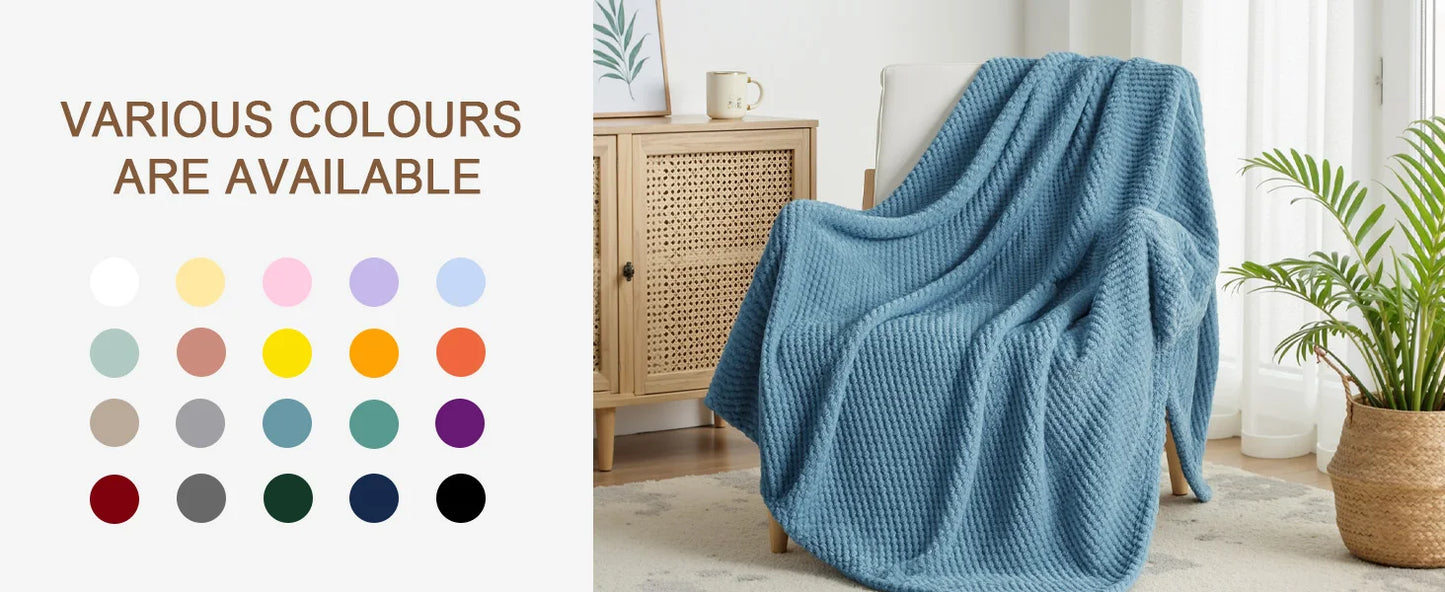 Extra Large Fleece Throw Blanket 50x70 Inches Super Soft Warm Cozy Lightweight Waffle Knit Textured Fuzzy Plush Blanket for Couch Sofa Bed Living Room Lounge Travel Nap Decor Slate BlueThis Ultra Soft and Snuggly