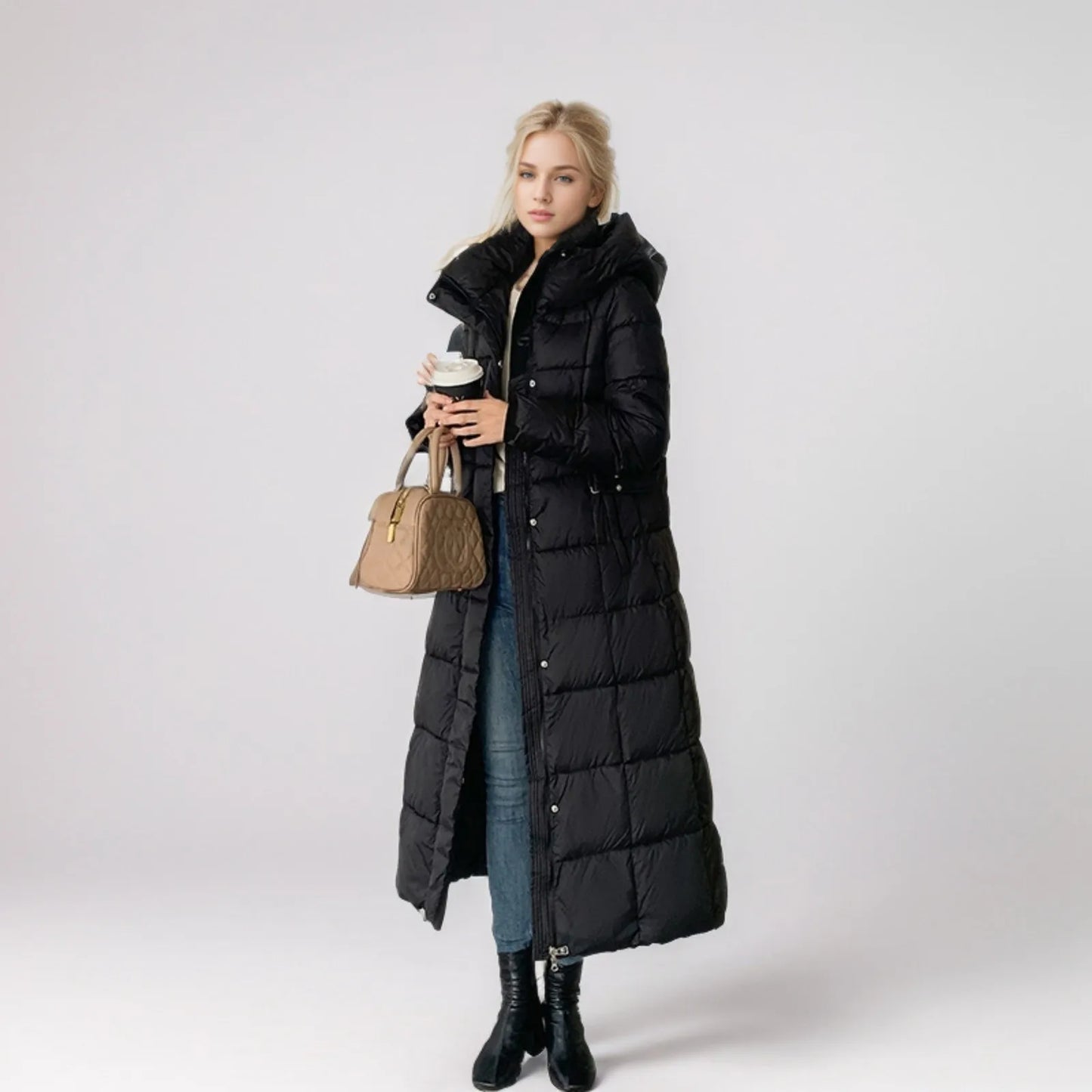 Black Winter Coat 2024 New Women's Thick Cotton Parka Jacket Korean Oversized Loose Hooded Coats Female Casual Long Overcoat