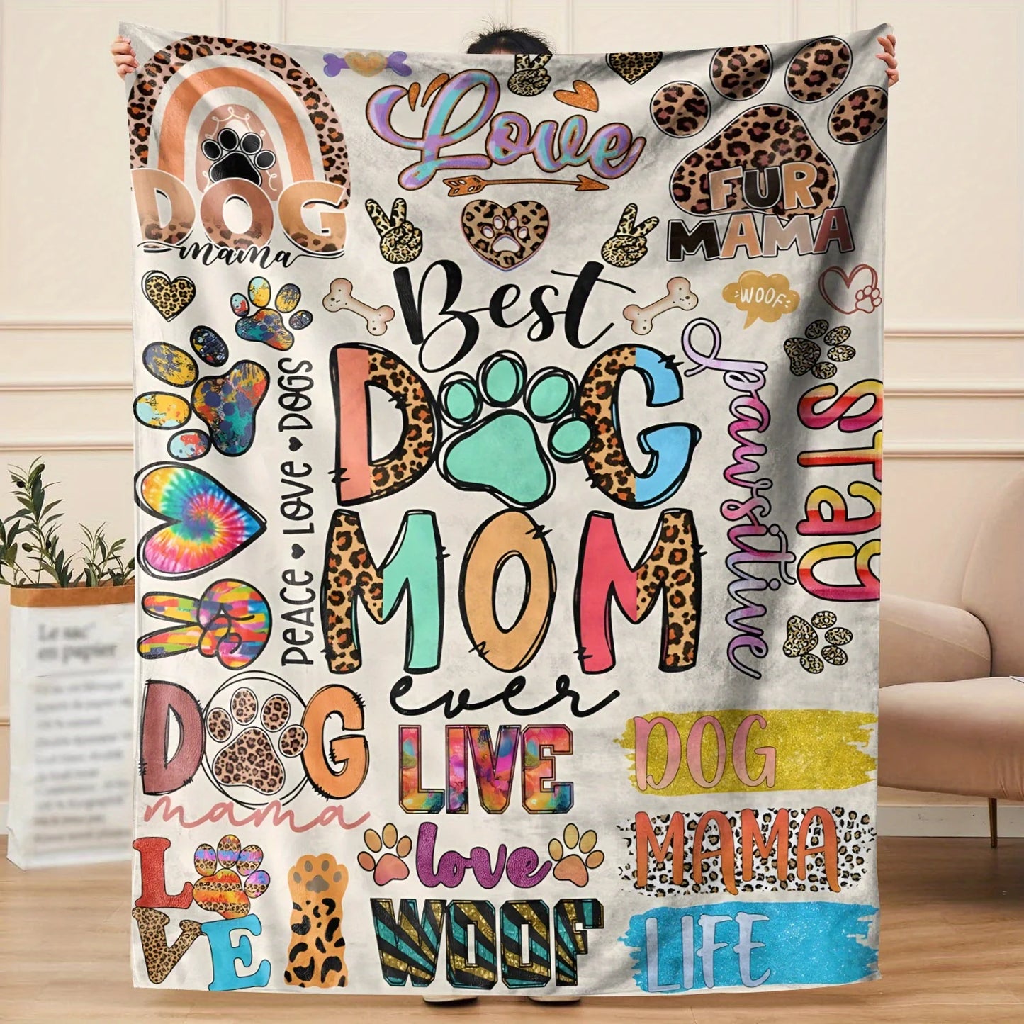 Best Dog Mom Ever Cozy Fleece Blanket