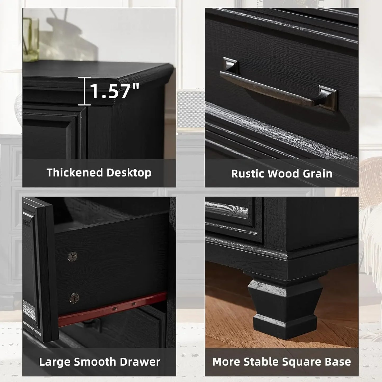 3-Piece Farmhouse Bedroom Set with Dresser & Nightstands