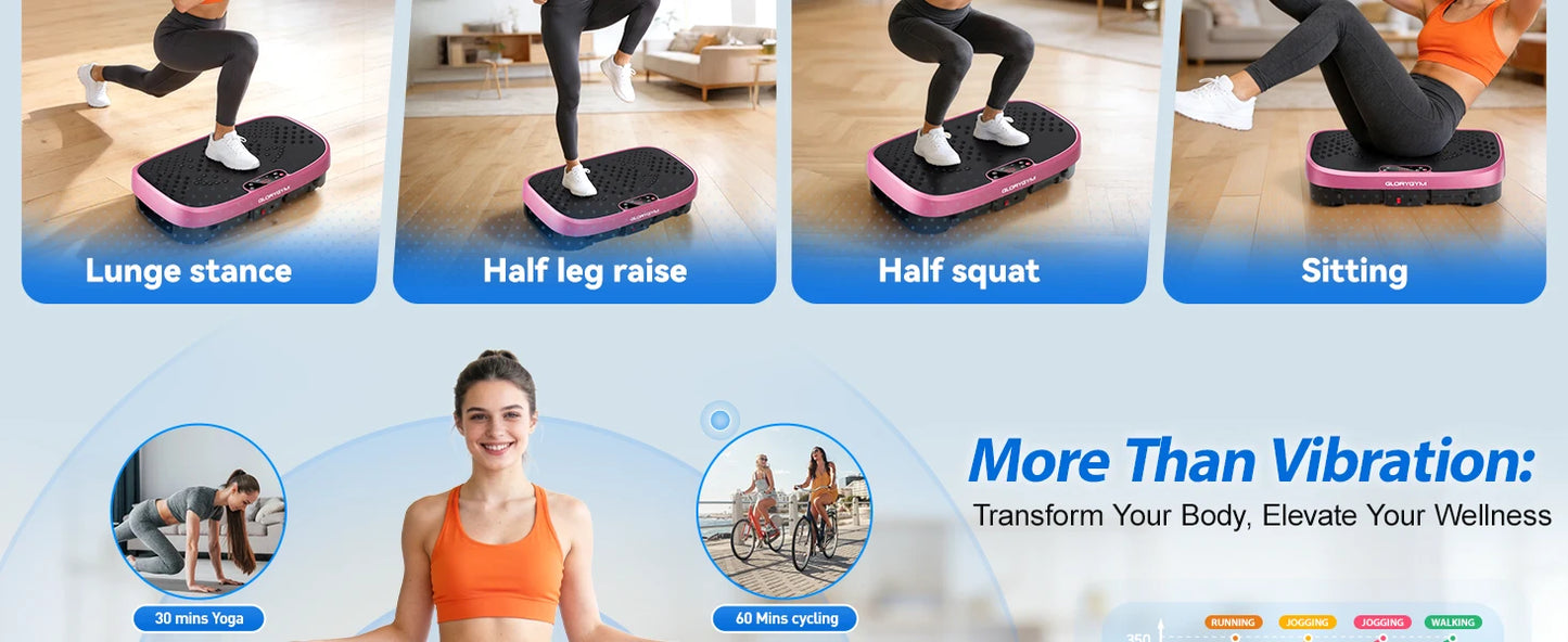 Magnetic Vibration Plate Exercise Machine. 120-Level Full Body Fitness Platform with Resistance Bands