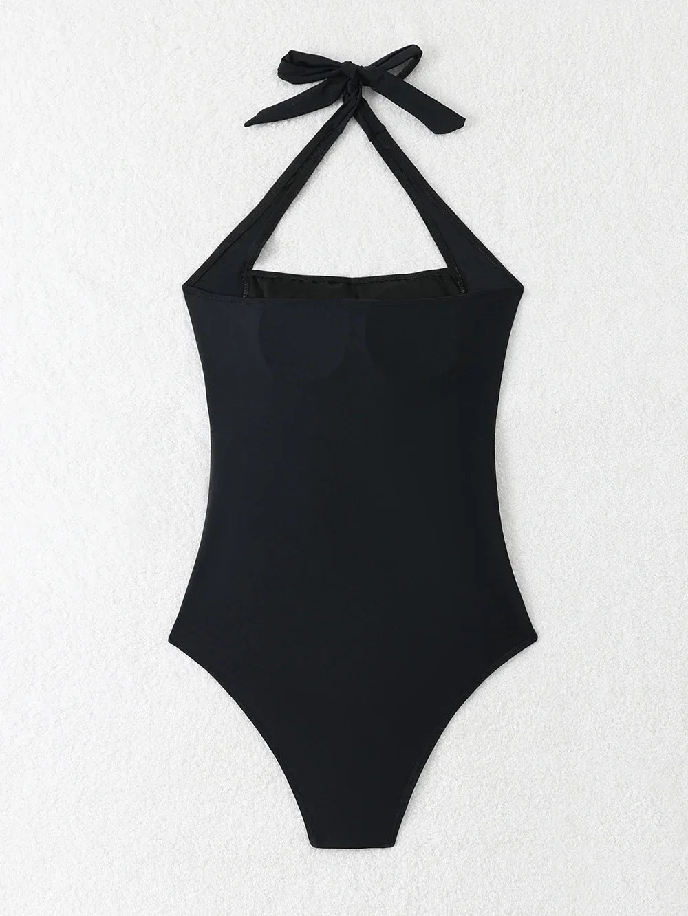 Women’s Solid Halter One-Piece Swimsuit.  Backless Push-Up Swimwear  Description
