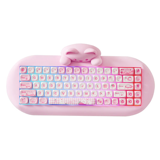 YUNZII C68 Wireless Gaming Keyboard, Hi-Fi Cute Cat Custom RGB Mechanical Keyboard, Silicone 65% Hot Swap Ergonomic Kitty Keeb