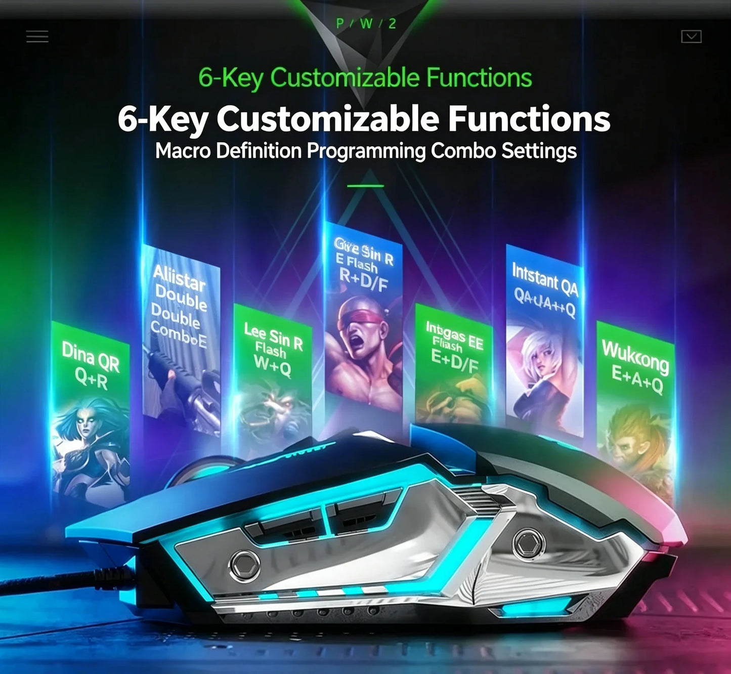 RGB Dual Mode Wireless Gaming Mouse. Rechargeable Ergonomic LED Mouse for PC & Laptop