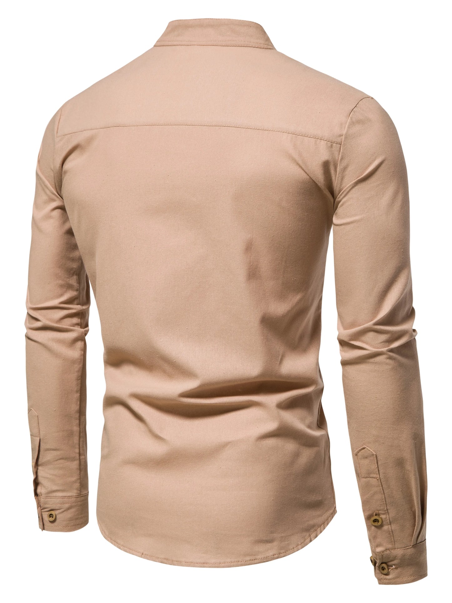 Men’s Elegant Long Sleeve Cotton Henley Shirt . Casual Slim Fit Pullover