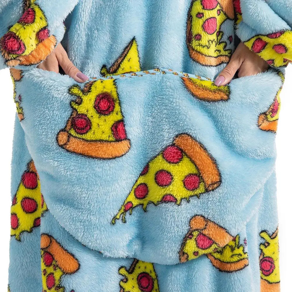 Lengthen Oversized Wearable Hoodie Sherpa Flannel Blanket