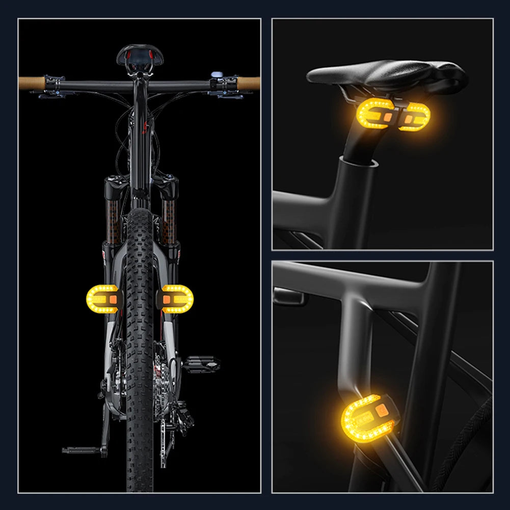 Bicycle Turn Signal Light With Remote USB Rechargeable Lamp