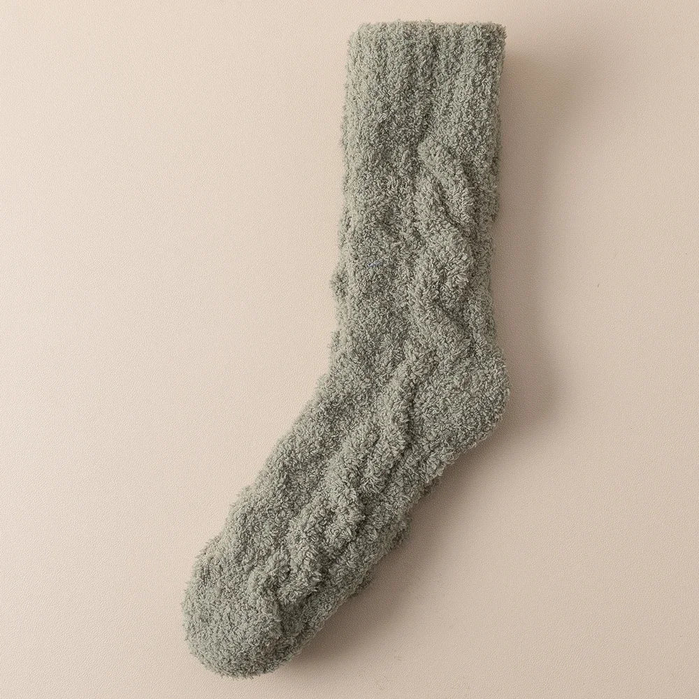 5 Pairs Thick Warm Winter Socks Men Coral Fleece Thermal High Quality Middle Tube Cozy Fluffy Sleeping Socks