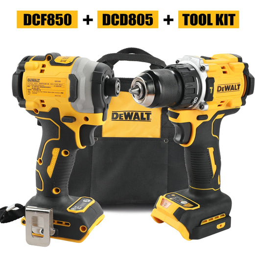 DeWalt DCF805 & DCD850 20V Max Lithium Brushless Combo Kit - Cordless Screwdriver, Impact Drill & tool bag