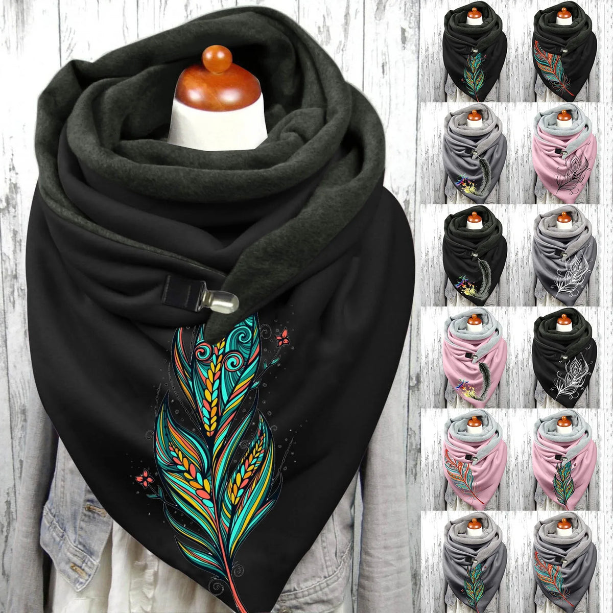 Women’s Embroidered Winter Scarf – Warm Soft Botanical Wrap Shawl