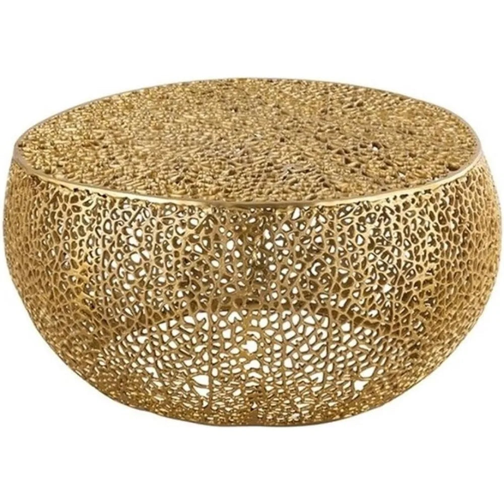 Round Coffee Table Made with Aluminum in Gold Color
