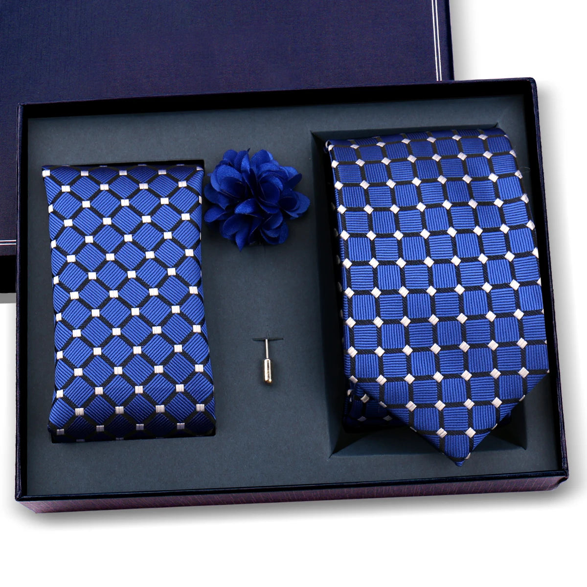 Luxury Men’s Paisley Necktie Gift Set. Silk Tie, Pocket Square, Cufflinks & Gift Box for Weddings & Business