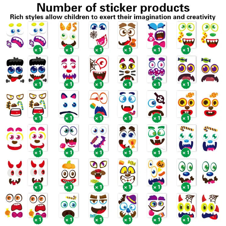 Halloween Pumpkin Emoji Stickers. Cute Jack-O’-Lantern DIY Scrapbook, Planner & Craft Stickers for Kids