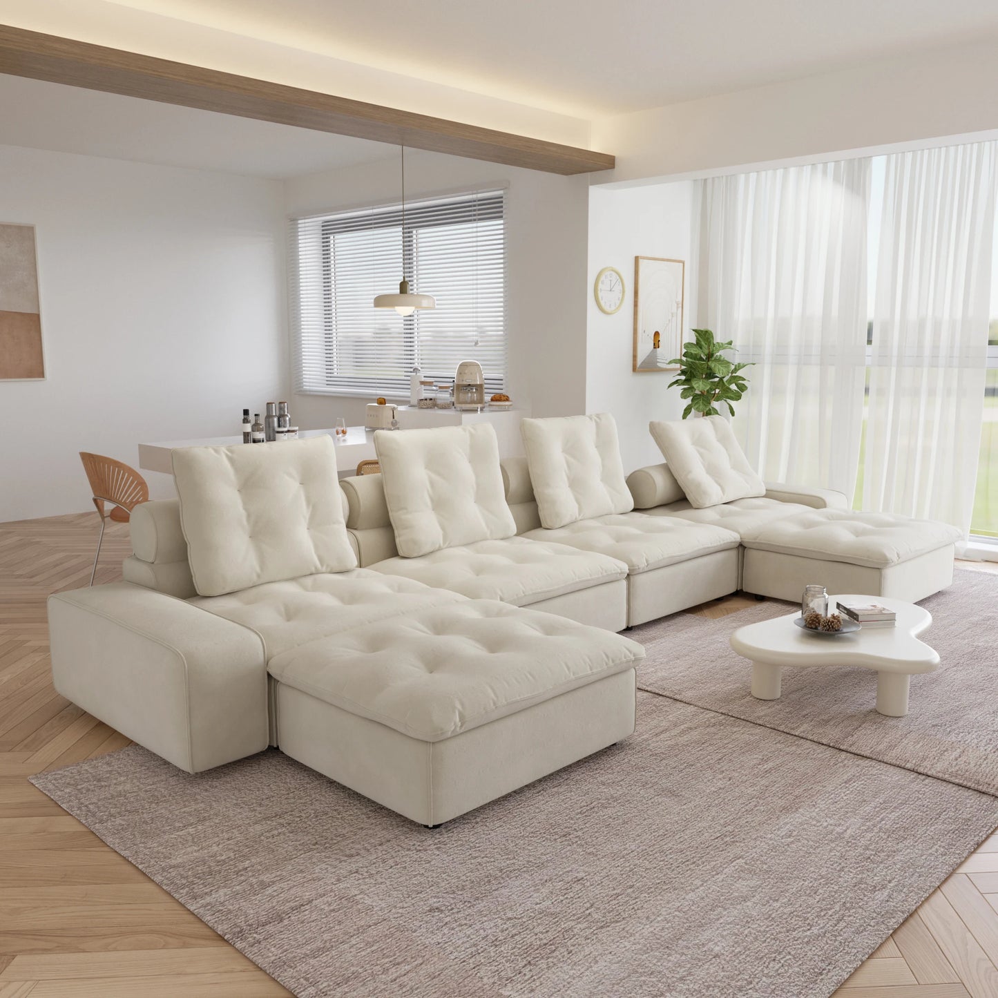 Modular Cloud Sectional Couch Oversized Down Filled Sofa Couches with Chaise Ottoman Adjustable Backrest Couch For Living Room