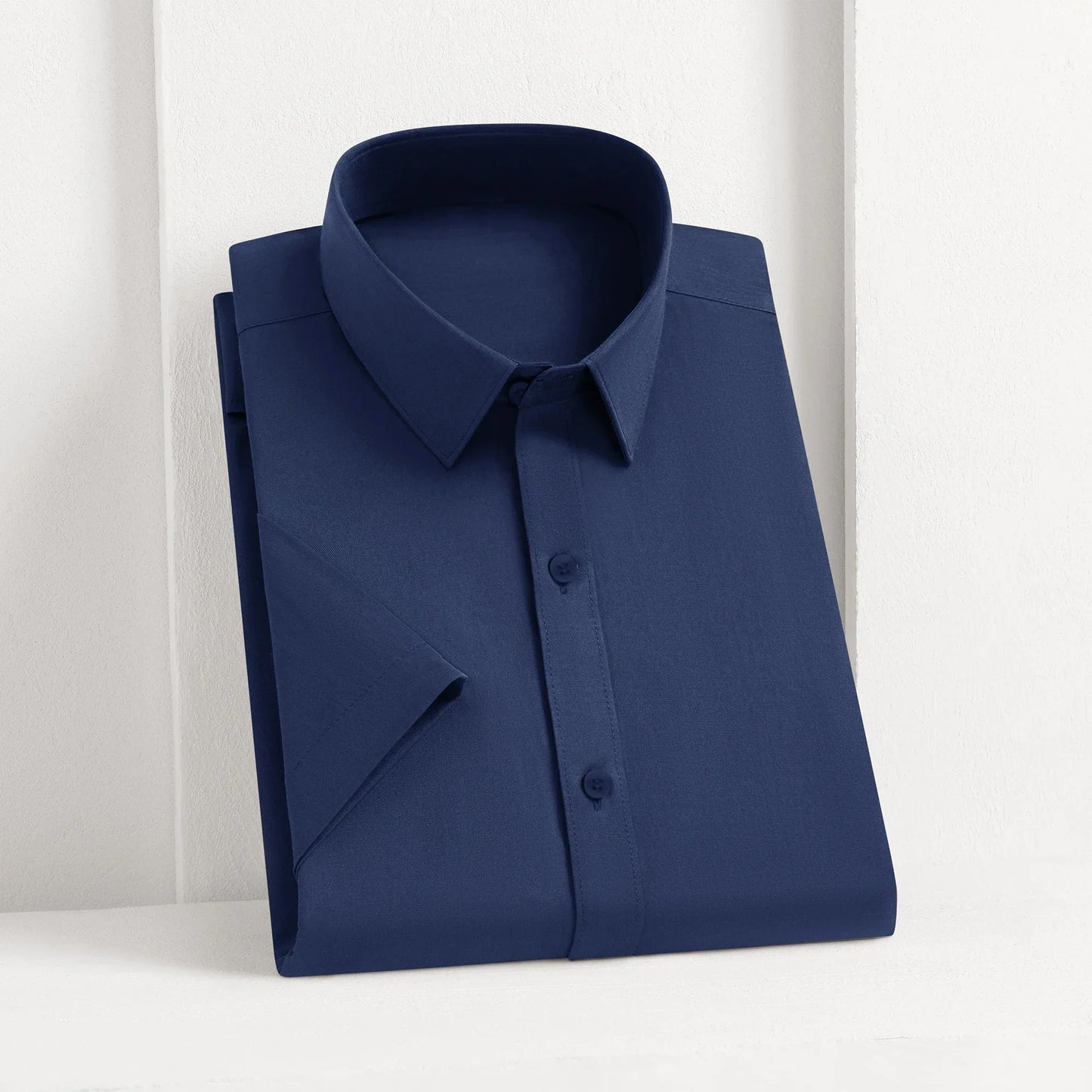 Men’s Business Casual Short Sleeve Shirt .Solid Color Summer Button Down