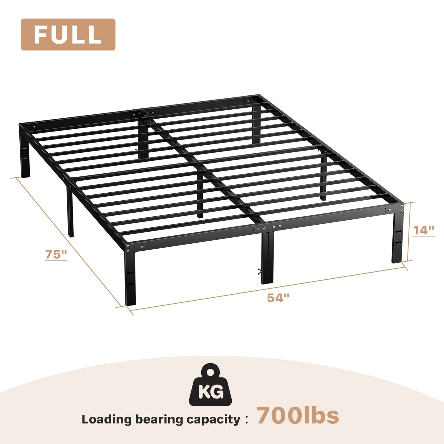 Heavy Duty Metal Platform Bed Frame with Storage Space