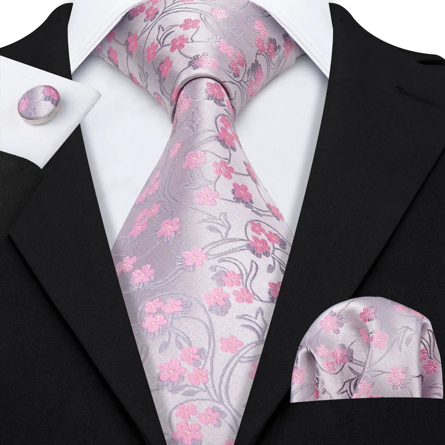 Men’s Luxury Brown Floral Silk Necktie .Elegant Wedding, Business & Formal Dress Tie