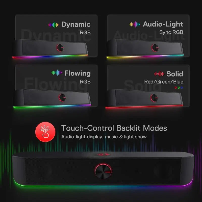Redragon GS560 Adiemus RGB USB Desktop Soundbar . Stereo Gaming Speaker for PC and Laptop