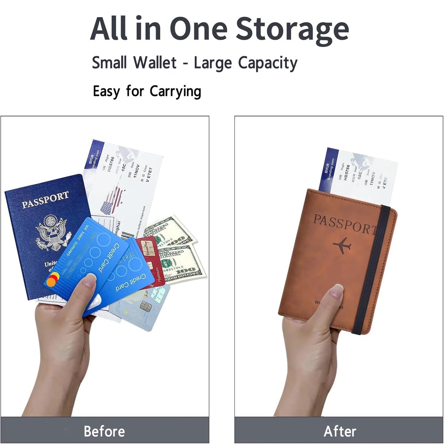 RFID Blocking Passport Holder Travel Wallet | Passport Cover with Card Slots | Travel Document Organizer | Slim Passport Case
