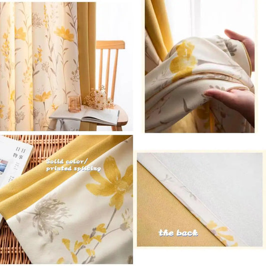 "elegant floral chenille curtains with grey leaf print for living room and bedroom, providing room darkening effect"