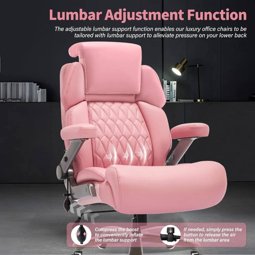 Big and Tall Office Chair 700lbs - Adjustable Headrest&Lumbar Support, 3D Flip Arms, Large Wheels &Heavy Duty Metal Base, Ergono