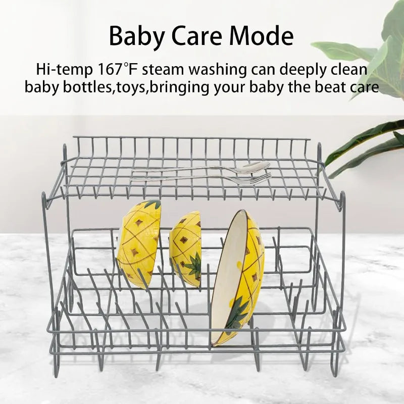 3-In-1 Portable Mini Dishwasher Countertop with 7L Built-in Water Tank for Apartments& RVs, 360° Spray, 161℉ High-Temp& Air-Dry
