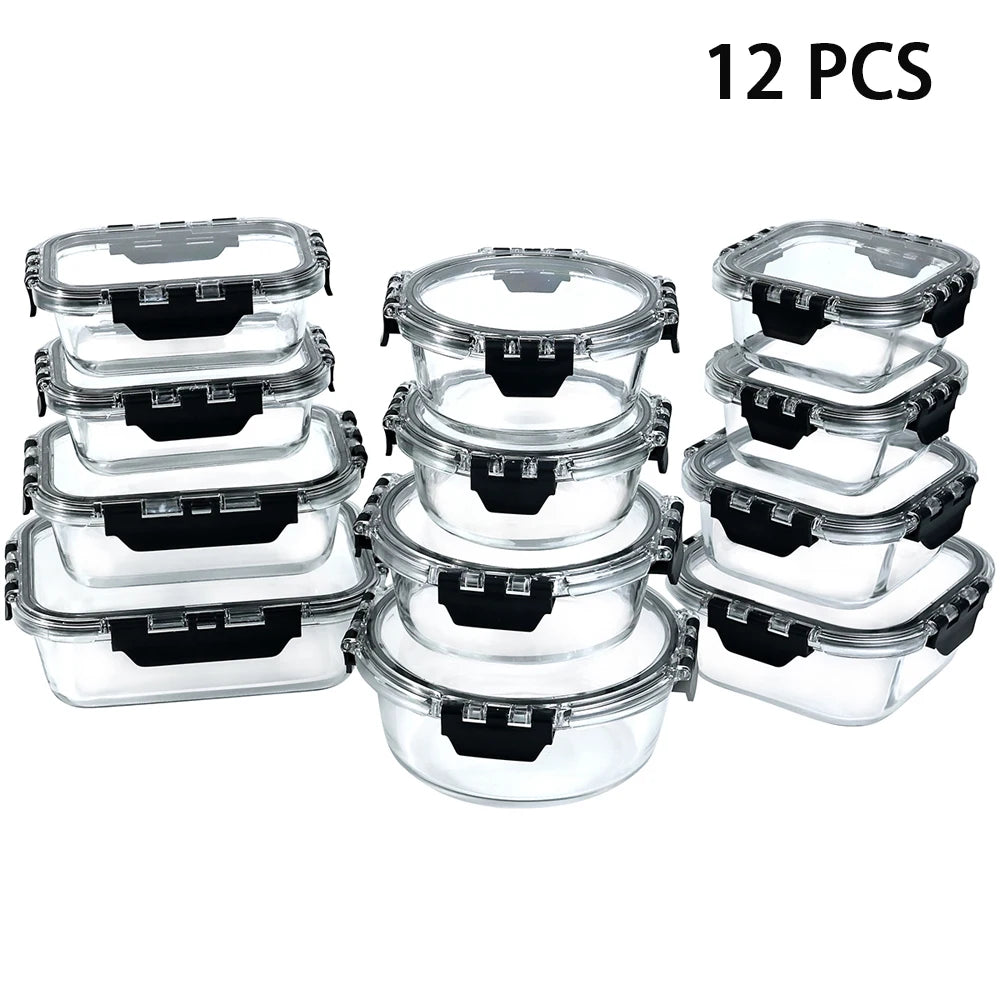 12-Piece Reusable Food Storage Container Set with Airtight Lids