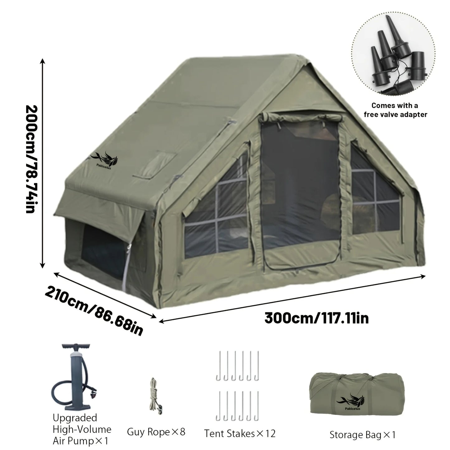 Large Inflatable Camping Tent with Skylight & Breathable Mesh Windows
