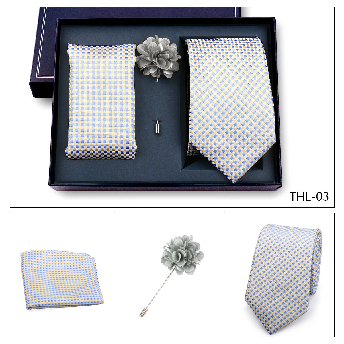 Luxury Men’s Paisley Necktie Gift Set. Silk Tie, Pocket Square, Cufflinks & Gift Box for Weddings & Business