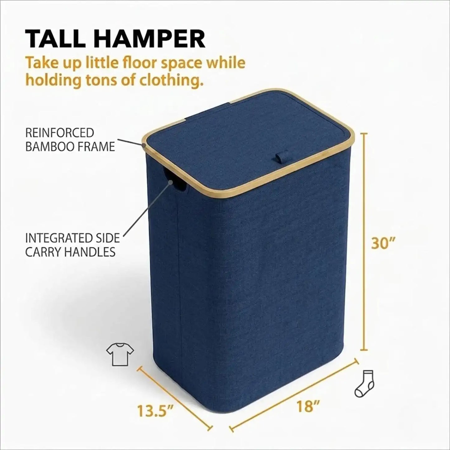 110L Large Capacity Laundry Hamper with Lid & Handles.  Collapsible Oxford Fabric Basket